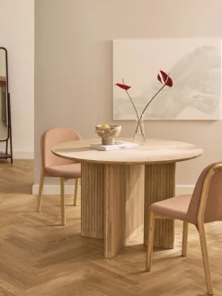 Westwing Collection Mesa de comedor redonda de madera de roble Jolka, tamaños diferentes^ Mesas De Comedor|Mesas De Comedor