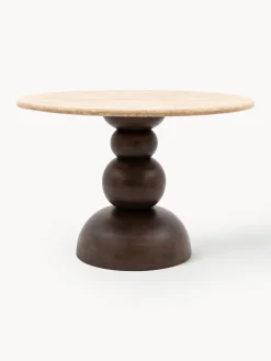 Mesa de comedor redonda Sculpt con tablero de travertino, Ø 110 cm