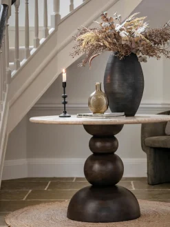 Mesa de comedor redonda Sculpt con tablero de travertino, Ø 110 cm