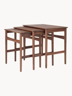 Carl Hansen & Søn Mesas auxiliares de madera de nogal CH004, 3 uds.^ Mesas Auxiliares