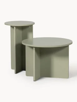 Mesas auxiliares redondas de madera de pino Ronny, 2 uds.^ Mesas Auxiliares