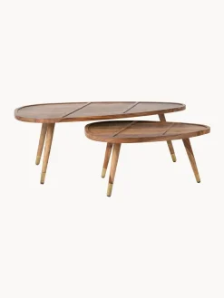 Dutchbone Mesas de centro ovaladas de madera sheesham Sham, 2 uds.^ Mesas De Centro|Mesas De Centro