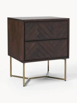 Westwing Collection Mesita de noche de madera de mango con diseño espiga Luca^ Mesitas De Noche|Mesitas De Noche