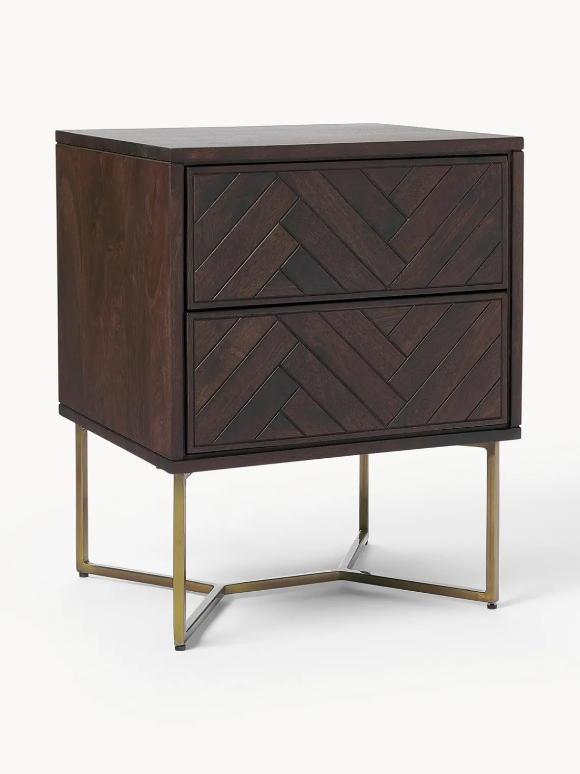 Westwing Collection Mesita de noche de madera de mango con diseño espiga Luca^ Mesitas De Noche|Mesitas De Noche