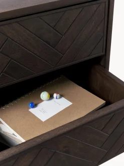 Westwing Collection Mesita de noche de madera de mango con diseño espiga Luca^ Mesitas De Noche|Mesitas De Noche