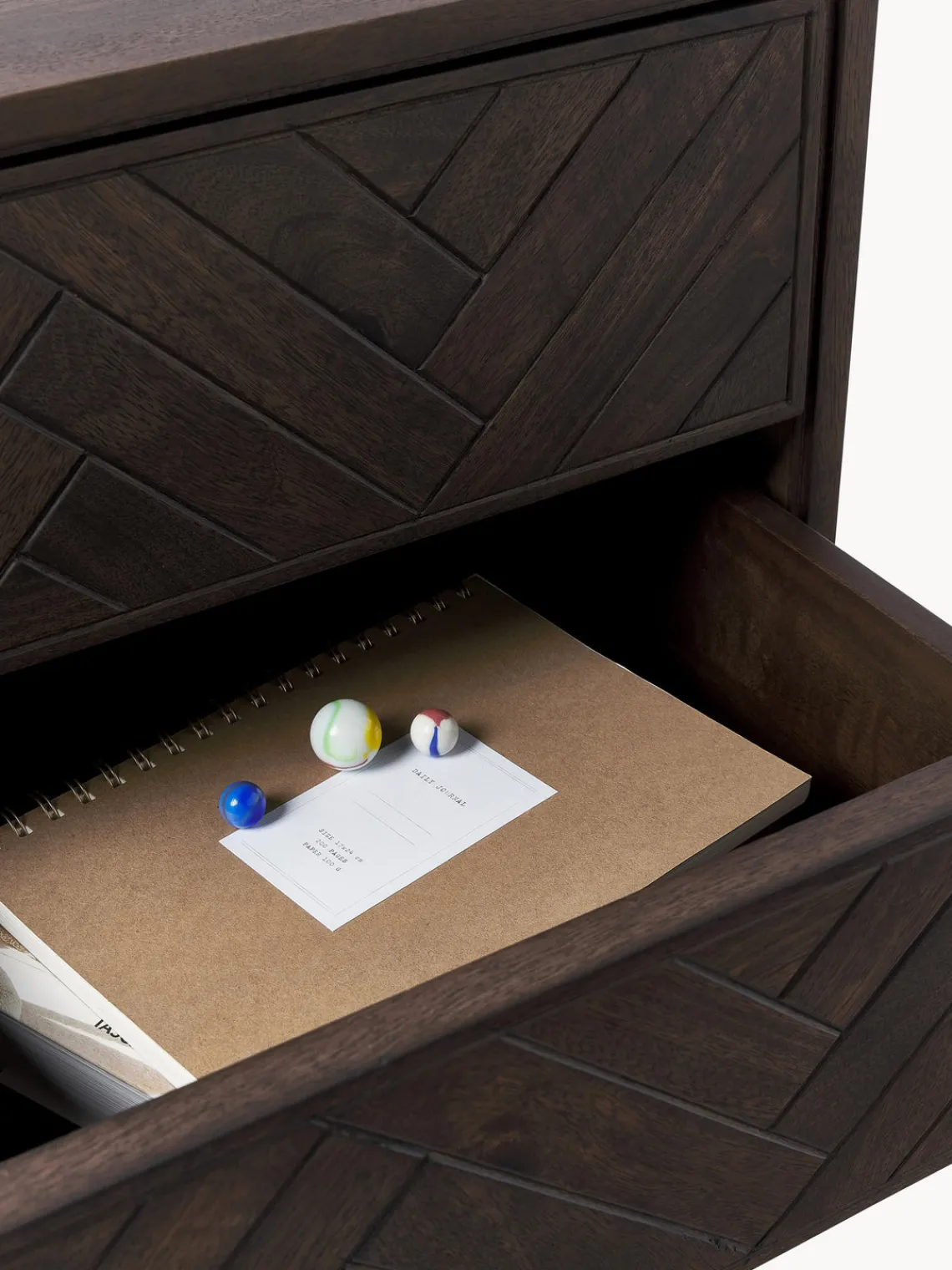 Westwing Collection Mesita de noche de madera de mango con diseño espiga Luca^ Mesitas De Noche|Mesitas De Noche