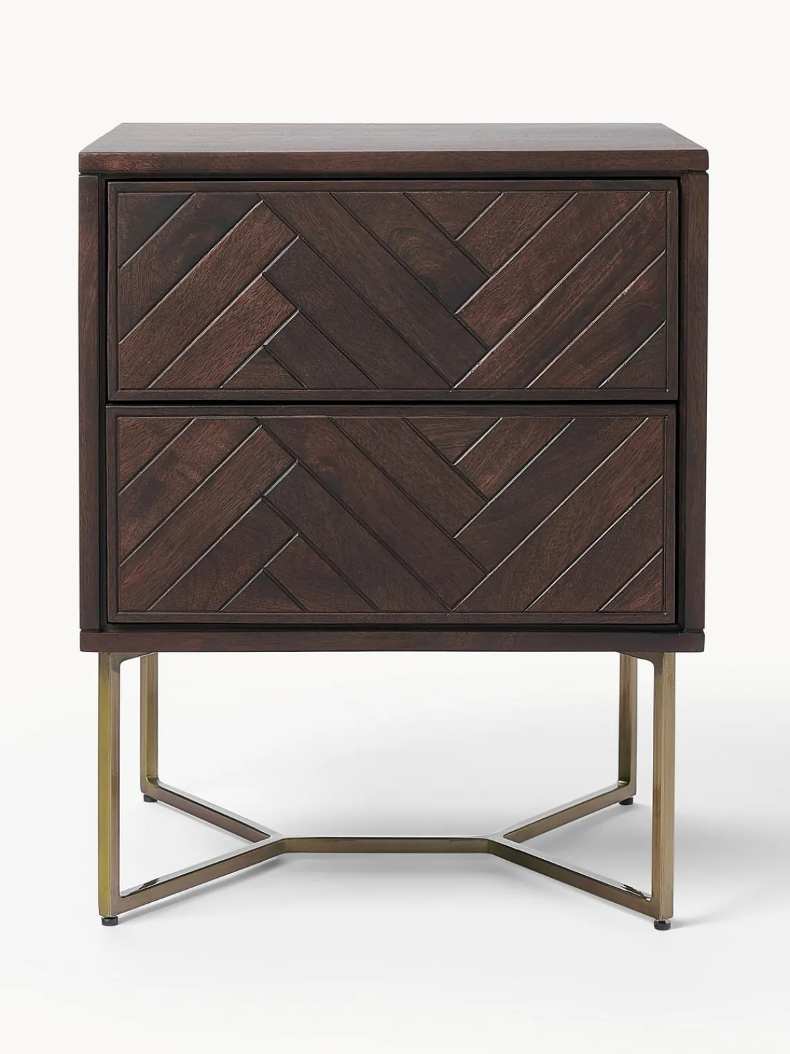 Westwing Collection Mesita de noche de madera de mango con diseño espiga Luca^ Mesitas De Noche|Mesitas De Noche