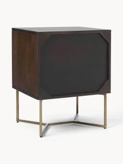 Westwing Collection Mesita de noche de madera de mango con diseño espiga Luca^ Mesitas De Noche|Mesitas De Noche