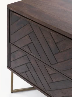 Westwing Collection Mesita de noche de madera de mango con diseño espiga Luca^ Mesitas De Noche|Mesitas De Noche