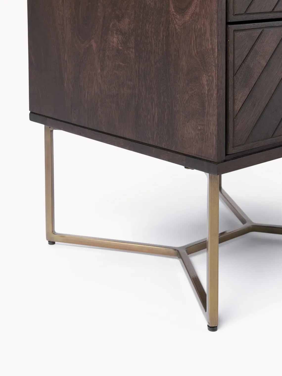 Westwing Collection Mesita de noche de madera de mango con diseño espiga Luca^ Mesitas De Noche|Mesitas De Noche