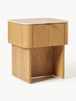 Westwing Collection Mesita de noche de madera con tablero de mármol Zumi^ Mesitas De Noche|Mesitas De Noche
