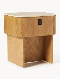Westwing Collection Mesita de noche de madera con tablero de mármol Zumi^ Mesitas De Noche|Mesitas De Noche