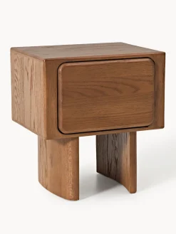 Westwing Collection Mesita de noche de madera de roble Chandler