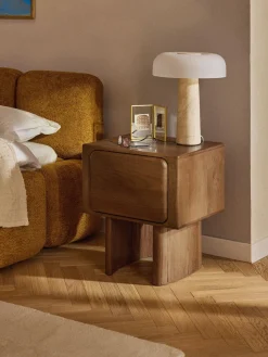 Westwing Collection Mesita de noche de madera de roble Chandler