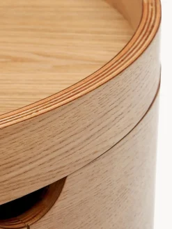 Mesita de noche redonda de madera de eucalipto con espacio de almacenamiento Octavia^ Mesitas De Noche|Mesitas De Noche