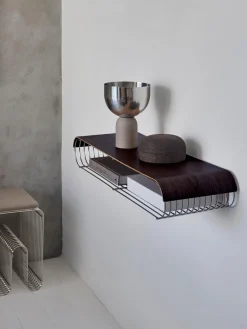 AYTM Panel para estante de pared de madera de roble Curva