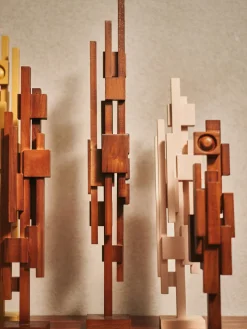 HKLIVING Pieza decorativa de madera de teca Skyline^ Figuras Decorativas|Decoración