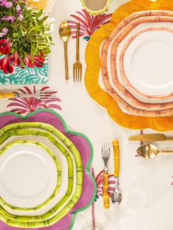 Les Ottomans Plato llano pintado a mano Bamboo^ Platos Llanos|Vajillas Completas