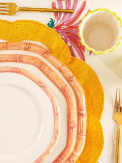 Les Ottomans Plato llano pintado a mano Bamboo^ Platos Llanos|Vajillas Completas