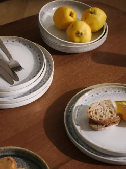 Westwing Collection Platos de pasta artesanales con esmalte reactivo Danza, 4 uds.