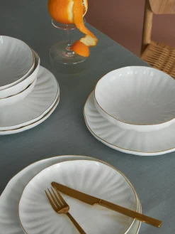 Westwing Collection Platos hondos de porcelana con relieves Sali, 2 uds.
