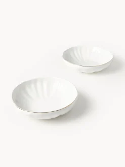 Westwing Collection Platos hondos de porcelana con relieves Sali, 2 uds.