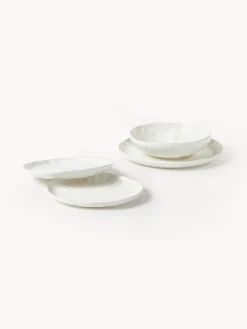 Westwing Collection Platos hondos de porcelana con relieves Sali, 2 uds.