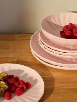 Westwing Collection Platos hondos de porcelana con relieves Sali, 4 uds.