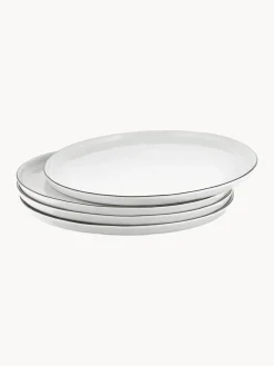 Broste Copenhagen Platos llanos artesanales de porcelana Salt, 4 uds.