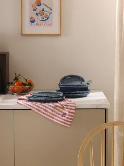 Westwing Collection Platos llanos artesanales de forma orgánica Macey, 4 uds.