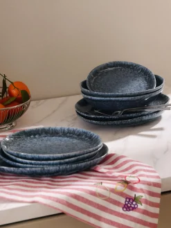 Westwing Collection Platos llanos artesanales de forma orgánica Macey, 4 uds.