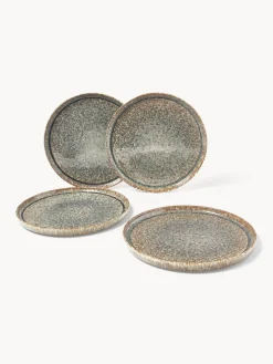 Westwing Collection Platos llanos artesanales con esmalte reactivo Danza, 4 uds.^ Platos Llanos|Vajillas Completas