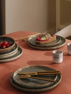 Westwing Collection Platos llanos artesanales con esmalte reactivo Danza, 4 uds.^ Platos Llanos|Vajillas Completas