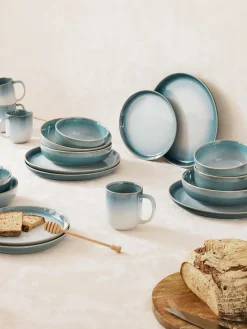 Westwing Collection Platos llanos con esmalte reactivo Havana, 4 uds.^ Platos Llanos|Vajillas Completas