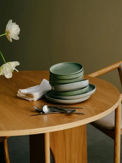 Westwing Collection Platos llanos de porcelana Nessa, 4 uds.