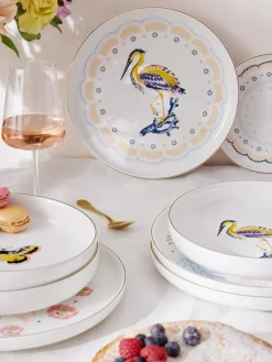 Westwing Collection Platos llanos Flamboyant, 4 uds.