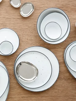 Broste Copenhagen Platos postre artesanales de porcelana Salt, 4 uds.