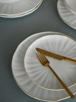 Westwing Collection Platos postre de porcelana con relieves Sali, 2 uds.^ Platos De Postre|Vajillas Completas