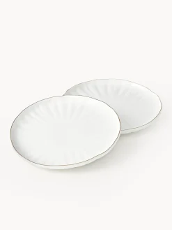 Westwing Collection Platos postre de porcelana con relieves Sali, 2 uds.^ Platos De Postre|Vajillas Completas