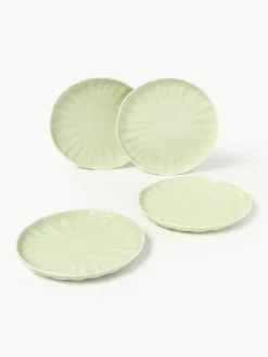 Westwing Collection Platos postre de porcelana con relieves Sali, 4 uds.^ Platos De Postre|Vajillas Completas
