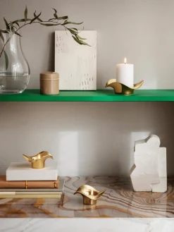 GEORG JENSEN Portavelas de acero inoxidable con forma orgánica Cobra, 2 uds.^ Portavelas|Jarrones