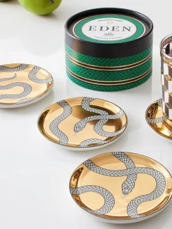 Jonathan Adler Posavasos de porcelana Eden con oro, 4 uds.