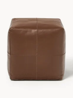 Westwing Collection Puf artesanal de cuero Raven