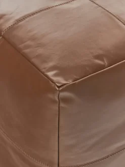 Westwing Collection Puf artesanal de cuero Raven