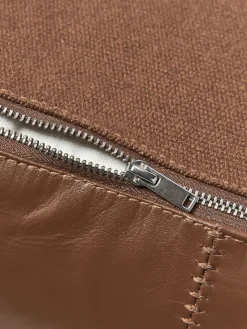 Westwing Collection Puf artesanal de cuero Raven