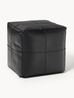 Westwing Collection Puf artesanal de cuero Raven^ Cojines Para Suelo Y Pufs|Mantas
