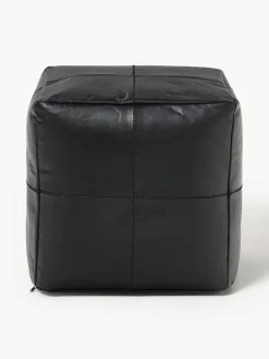 Westwing Collection Puf artesanal de cuero Raven^ Cojines Para Suelo Y Pufs|Mantas