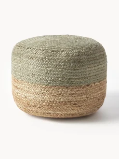 Westwing Collection Puf artesanal de yute Bono^ Mantas|Cojines Para Suelo Y Pufs