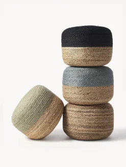 Westwing Collection Puf artesanal de yute Bono^ Mantas|Cojines Para Suelo Y Pufs