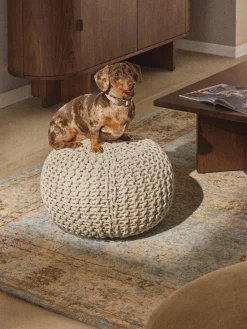 Westwing Collection Puf de punto artesanal Dori^ Mantas|Cojines Para Suelo Y Pufs